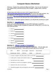 Computer Basics Worksheet 的图像结果