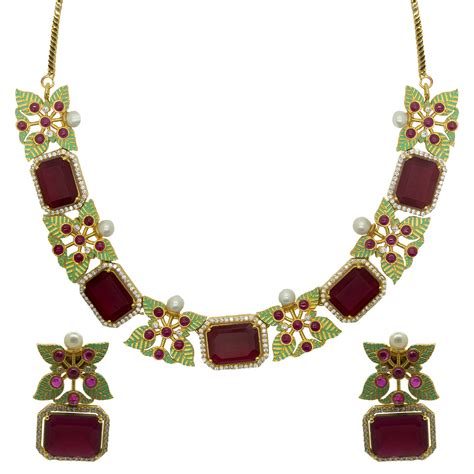 Designer Meenakari Stone Necklace | Meenakari Necklace | Johori
