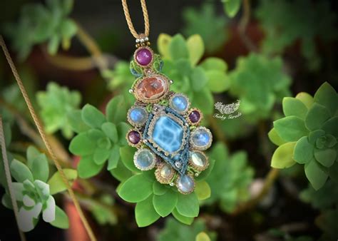 彩りの惑星★カンテラオパール ラリマー マクラメペンダント 461 | Funky garuda(ファンキー・ガルーダ) マクラメアクセサリー