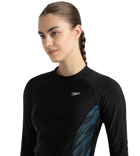 Buy Speedo Women's Hyperboom Splice Print Long Sleeve Suntop - Black ...