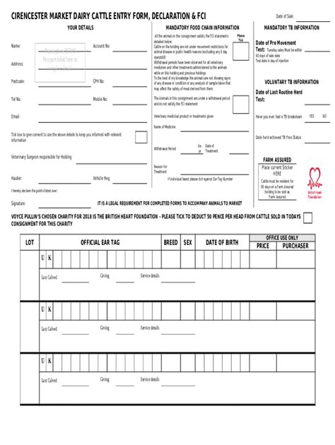 CIRENCESTER MARKET DAIRY CATTLE ENTRY , DECLARATION & FCI - voycepullin ...