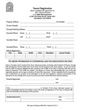 Fillable Online Tenant Registration Form 2.doc Fax Email Print - pdfFiller