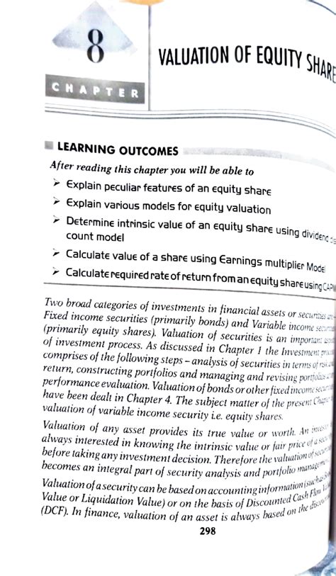 Valuation of equity bcom sem V - 8 VALUATION OF EQUITY SHA CHAPTER ...