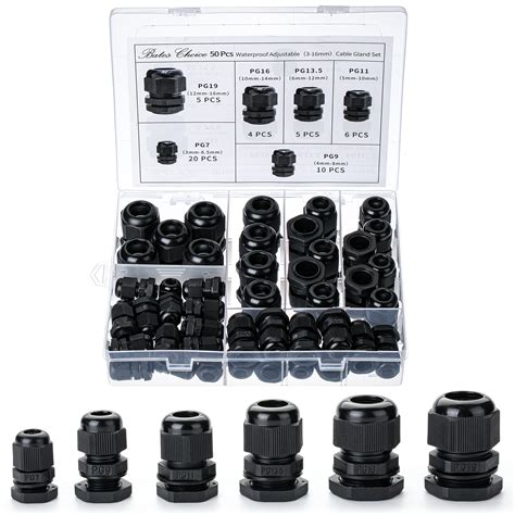 Buy Bates- Nylon Cable Gland, 50pcs, Waterproof Cable Connectors, Black ...