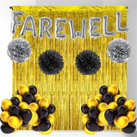 Rozi Decoration 64Pcs Combo Farewell Letter Foil Balloon Set of Silver ...
