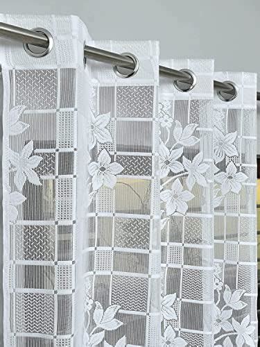 Buy Curtain King Polyester Stripped Net Pattern Tissue Eyelet Curtain ...