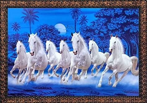 KYARA ARTS seven vastu running horse wall painting (53 cm x 70 cm ...