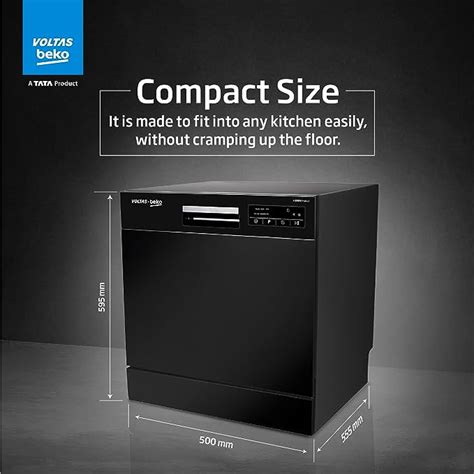 Voltas Beko DT8B Free Standing 8 Place Settings Dishwasher (DT8B, Blac ...