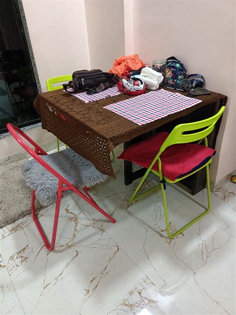 Home and Bazaar Sheesham Wood Stripe Top Folding 6 Seater Dining Table ...