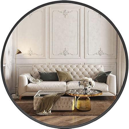 Buy SeekElegant 36 Inch Black Round Mirror, Large Circle Wall Mirror ...