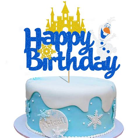 Vivicraft Happy Birthday Olaf Cake Topper Glitter Blue Happy Birthday ...