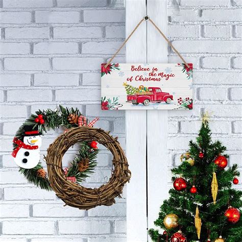 Buy TOARTi Christmas Construction Truck Wood Sign Plaque, Believe in ...