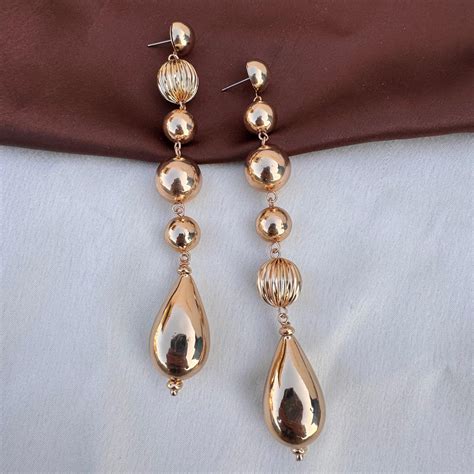 TFC Vortex Bold Drop Gold Plated Dangler Earrings