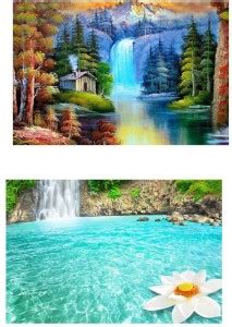 Waterfall Scenery Sticker Poster|Wall Poster Combo|Nature Poster For ...