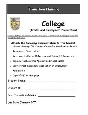 Fillable Online mountdoug public sd61 bc Transition Planning - College ...
