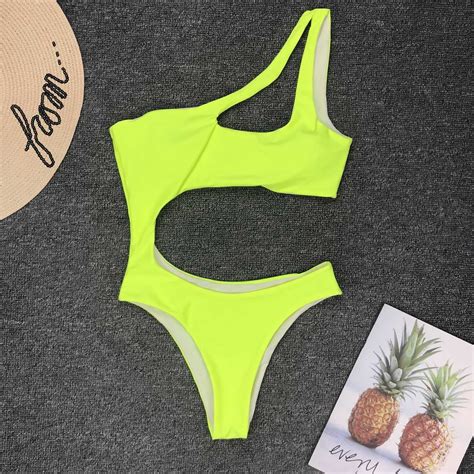 Glisme Swimsuits For Women One Shoulder Hollow Out High Waisted Bikini ...