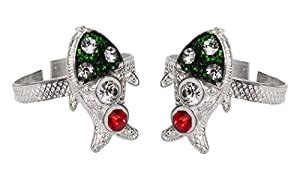 DollsofIndia White Stone Studded Adjustable Metal Toe Ring for Women ...