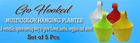 Go Hooked Hanging Planters for Plants Plastic Railing Flower Pots ...