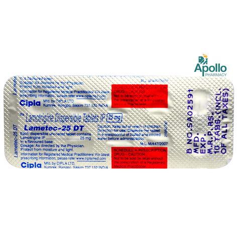 Lametec-25 DT Tablet 10's Price, Uses, Side Effects, Composition ...