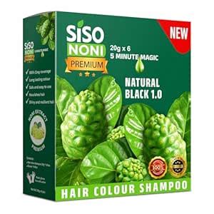 Siso Premium Noni Black Hair Colour Shampoo 20G (20G Pack X 6)|Ammonia ...