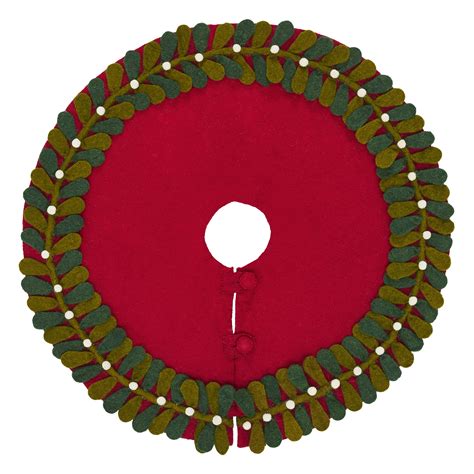 Arcadia Home Mistletoe Border on Red Mini Christmas Tree Skirt - 26 ...