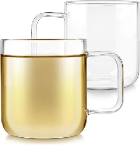 Set of Two Premium Borosilicate Glass Cups - 8 Ounces / 240 ml - Stain ...