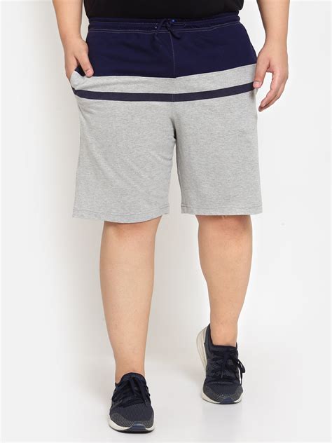 Men Grey Colourblocked Mid-Rise Regular Shorts – pluss.in