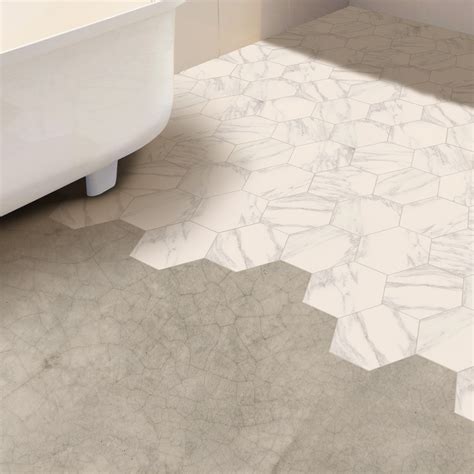 Marble Hexagon Floor Tiles - White - Sales Decor