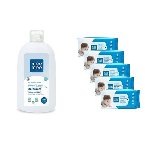 Mee Mee Mild Baby Liquid Laundry Detergent Bottle, 500ml & Caring Baby ...