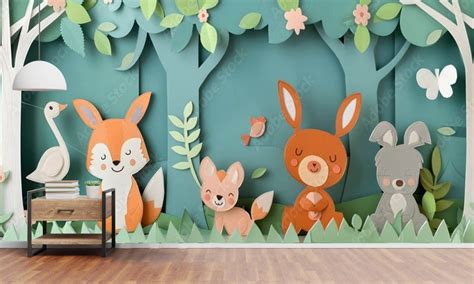 Cute Rabbits In Jungle 3D Design Wallpaper – Myindianthings