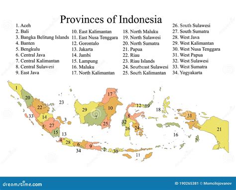 Map of Indonesian Provinces Stock Vector - Illustration of bali, contour: 190265381