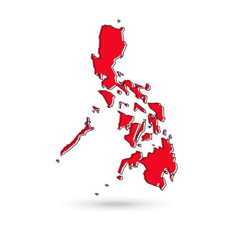 Vector illustration of the red map of philippine islands on white ...