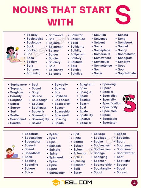 1000+ Nouns that Start with S in English • 7ESL