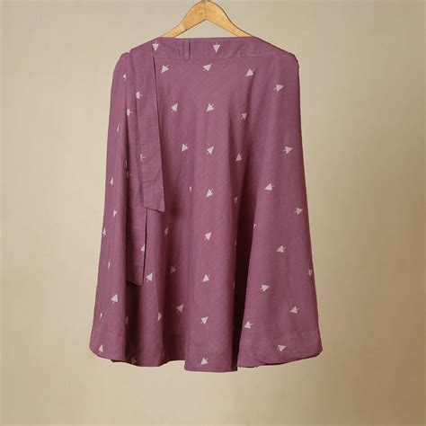 Purple Jacquard Weave Cotton Wrap Around Skirt