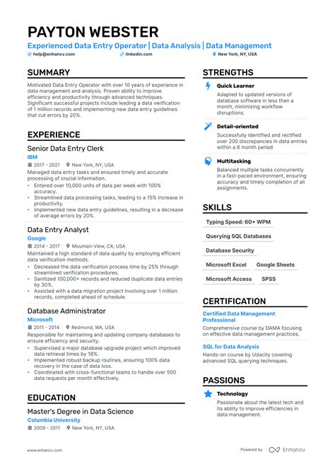 Image result for Data Entry Resume Look Like