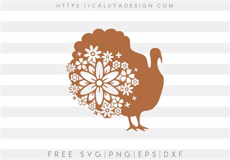 Free SVG Floral Turkey Thanksgiving cut file - CALUYA DESIGN