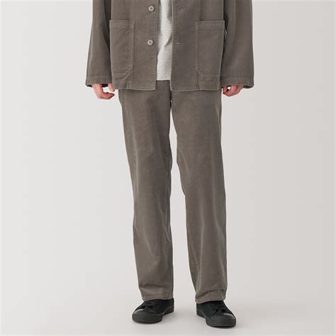 M's Kapok blend corduroy wide-fit pants MEN L Mocha brown | MUJI