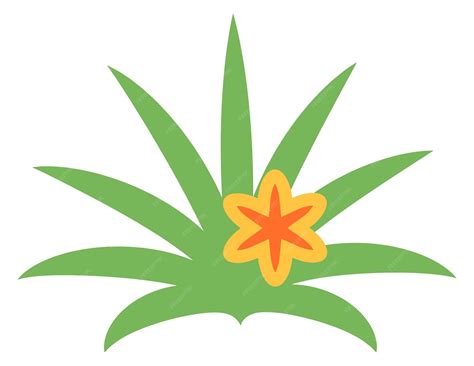 Premium Vector | Green exotic bush growing tropical blooming plant ...