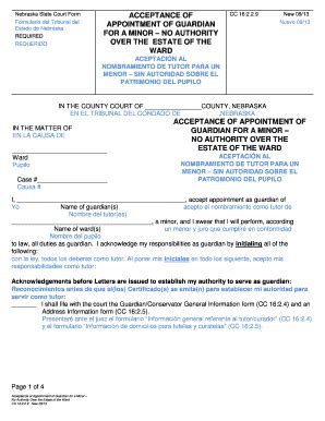 Fillable Online supremecourt ne Nebraska State Court Form ACCEPTANCE OF ...