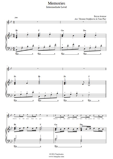 Image result for Memories Piano Tutorial Numbers