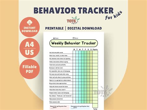 Image result for Weekly Behavior Chart Printable
