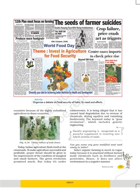 Agriculture - NCERT Book of Class 10 Contemporary India II