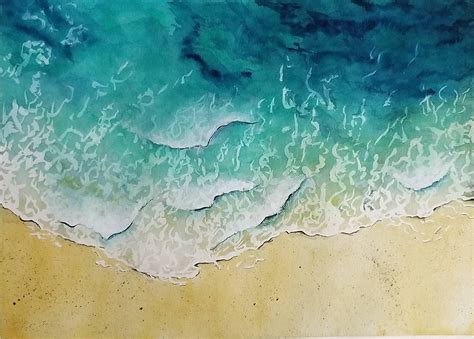 Wave Ocean Beach Original Watercolor Painting Print - Etsy