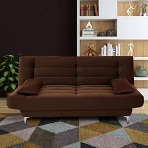 FURNY - Zuri Supersoft 3 Seater Sofa Cum Bed Set in Fabric (Brown ...