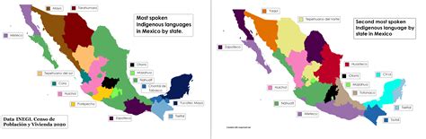 First and Second Most spoken Indigenous languages in Mexico by state ...