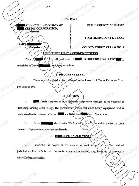 Texas Plaintiffs First Amended Petition | US Legal Forms