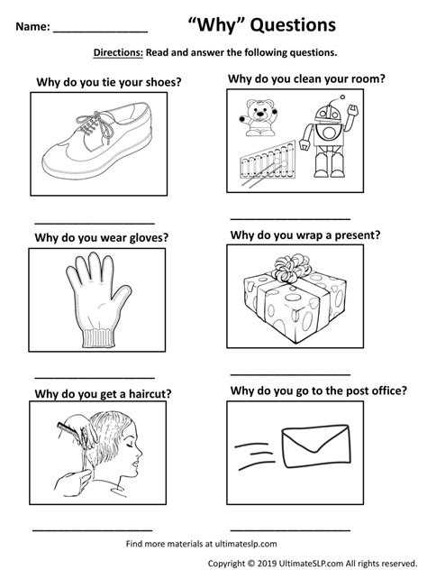 Image result for Why Questions Worksheet