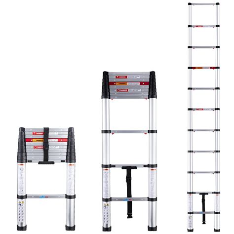 Buy MEANFUN10.5 FT Telescoping Ladder, One-Button Retraction Aluminum ...