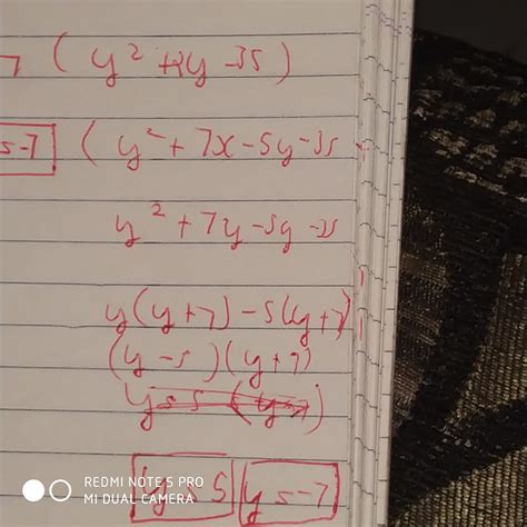 Divide (y²+2y-35) by (y+7),using factors method - Brainly.in