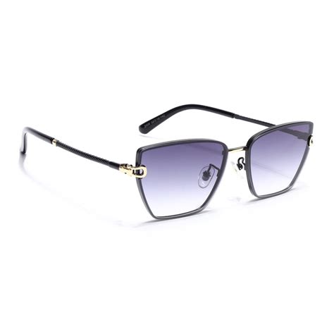 Cateye Sunglasses for Women (Grey & Clear Lens | Golden & Black Frame